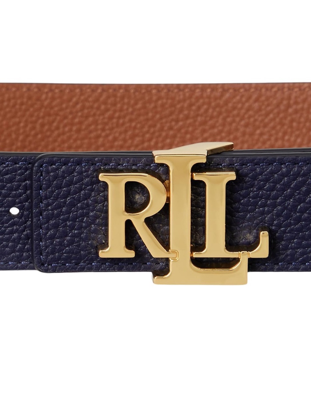 Ralph Lauren Womens Leather Reversible Navy/Lauren Tan Medium - Picture 2 of 3